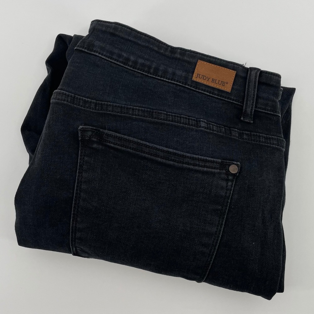 Judy Blue Skinny Jeans Black Distressed Leopard Pattern lined 20W